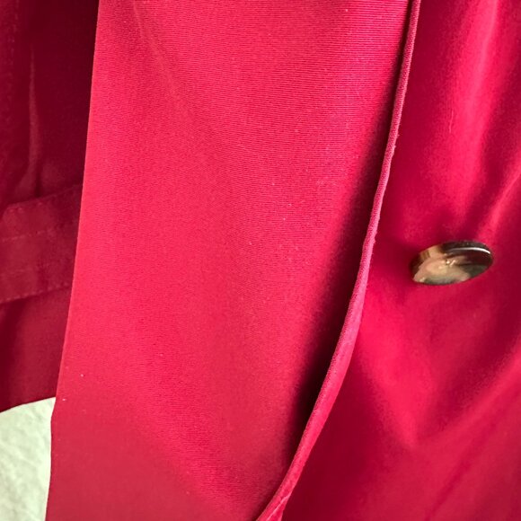 London Fog Double Breasted Red Raincoat - Picture 8 of 14